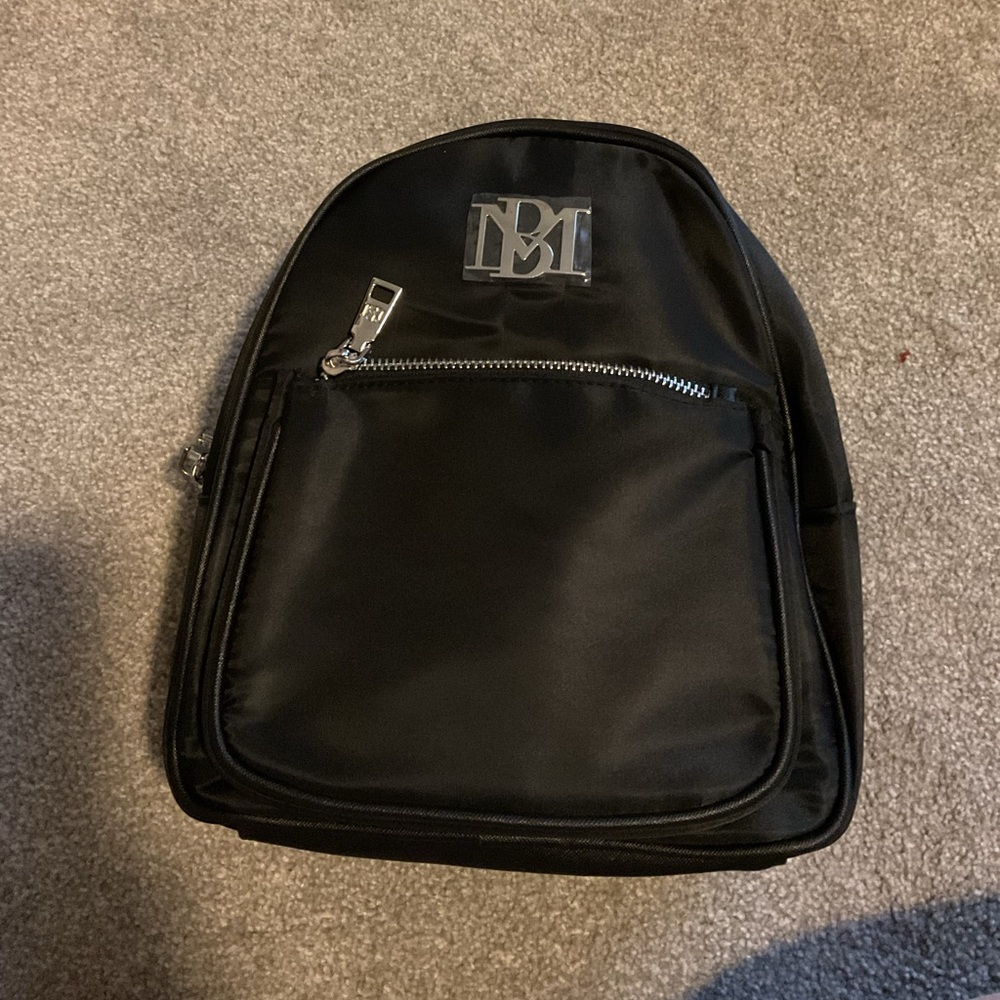 Badgley Mischka NWT Black Mini Nylon Backpack Vegan Leather MSRP $99 New W/Tags